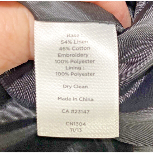 Talbots Black & White Sleeveless Dress Size 6P Empire Waist Embroidered Lined - Picture 9 of 9